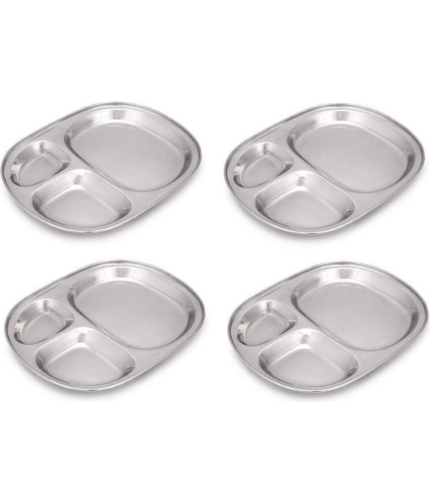 Dynore 4 Pcs Stainless Steel Silver Partition Plate
