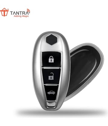 TANTRA PremiumTPU Key Cover Compatible with Maruti Suzuki Baleno, Vitara Breeza, S Cross, Ciaz, Swift, Ignis, 3 Button Smart Key Cover