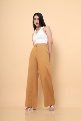Mustard Flared Casual Pants-M