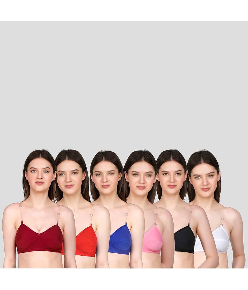 TCG Pack of 6 Cotton Blend Non Padded Women's Everyday Bra ( Multicolor )