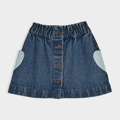 Bloom Denim Woven Blue Skirt-2-3 Y / Blue