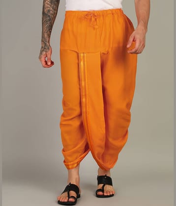 Shyam Handloom Silk Men's Dhoti Orange ( Pack of 1 )