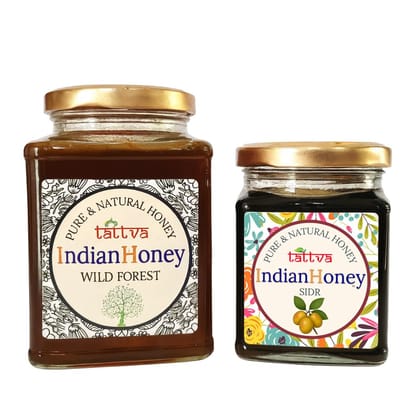 IndianHoney Wild Forest Honey & Premium & Highly Medicinal Sidr Honey Combo Pack (500gm & 230gm) Wild Forest & Sidr