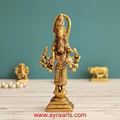 Pure Brass Pavanputra Panchmukhi Hanuman Idol - 5.5 Inch Height Pure Brass Pavanputra Panchmukhi Hanuman Idol - 5.5 Inch Height