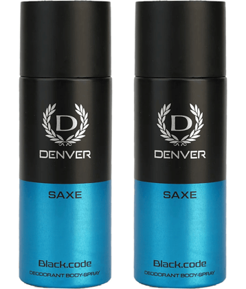 Denver Black Code Saxe Long Lasting Deodorant Spray For Men 150 ml Each (Pack of 2)
