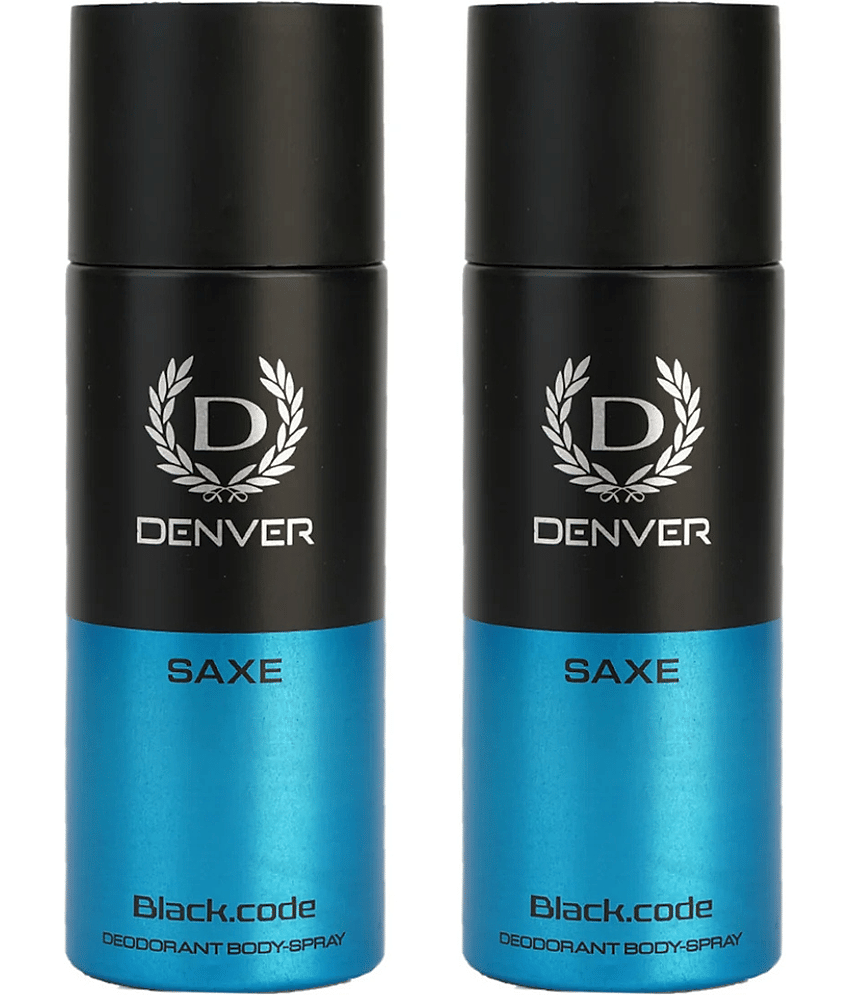 Denver Black Code Saxe Long Lasting Deodorant Spray For Men 150 ml Each (Pack of 2)
