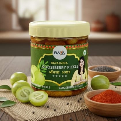 Baya India AMLA  Pickle 250G Homemade Amla ka Achar | Traditional Indian Recipe | Sour & Tangy Flavor | No Preservatives | Handcrafted with Mustard Oil & Natural Spices