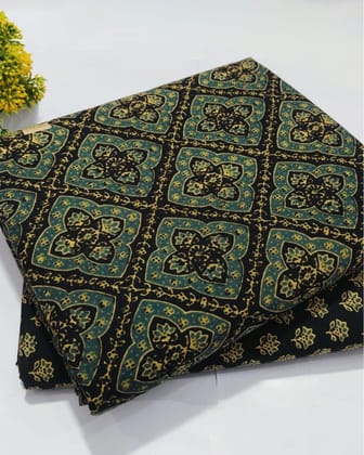 Chaap Onyx Black Pure Cotton Blockprinted Suit (Top & Bottom)