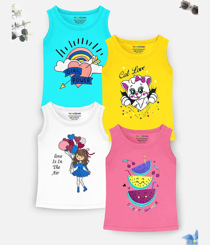 Trampoline Pack of 4 Girls Cotton Blend T-Shirt ( Multicolor )