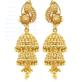 South Screw back alloy Gold plated Jhumki, Jhumka, Jhumkas  Earring for Women and Girls VFJ1498ERG