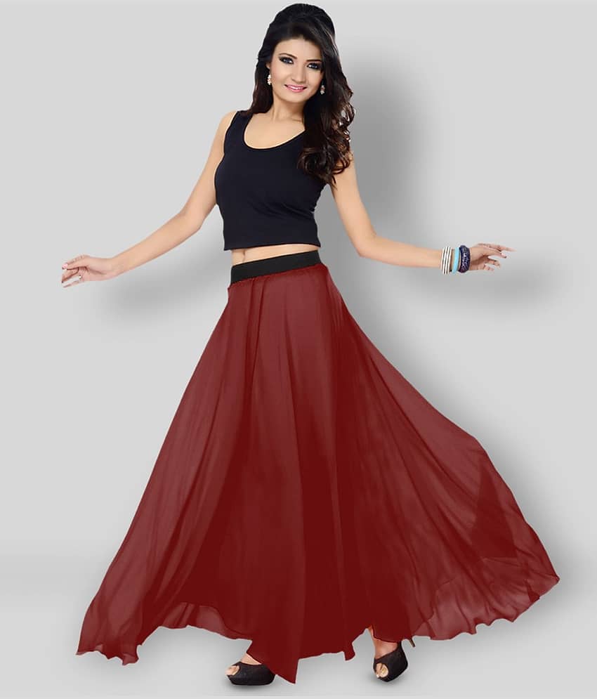 Sttoffa - Maroon Georgette Women's A-Line Skirt ( Pack of 1 )