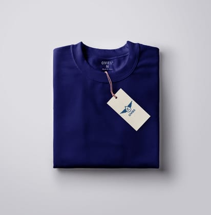 Navy Blue Regular Classic Fit T-Shirt-S / Cotton