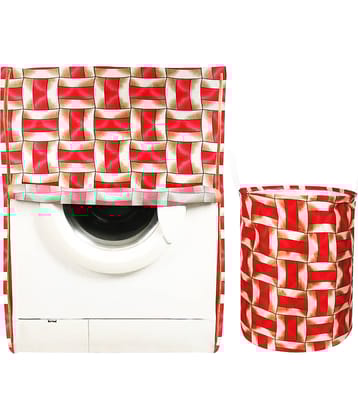 E-Retailer Set of 2 Polyester Red Washing Machine Cover for Universal 8 kg Front Load