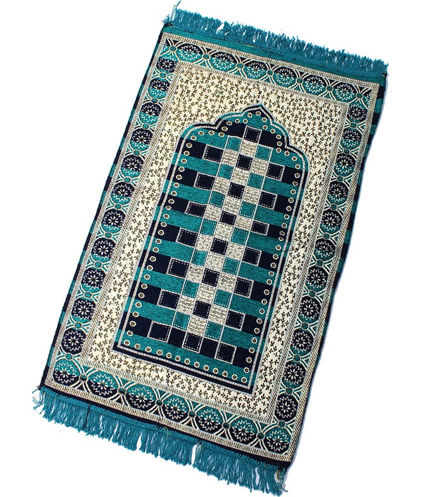 ADIRNY Blue Single Cotton Prayer Mat ( 110 X 70 cm )