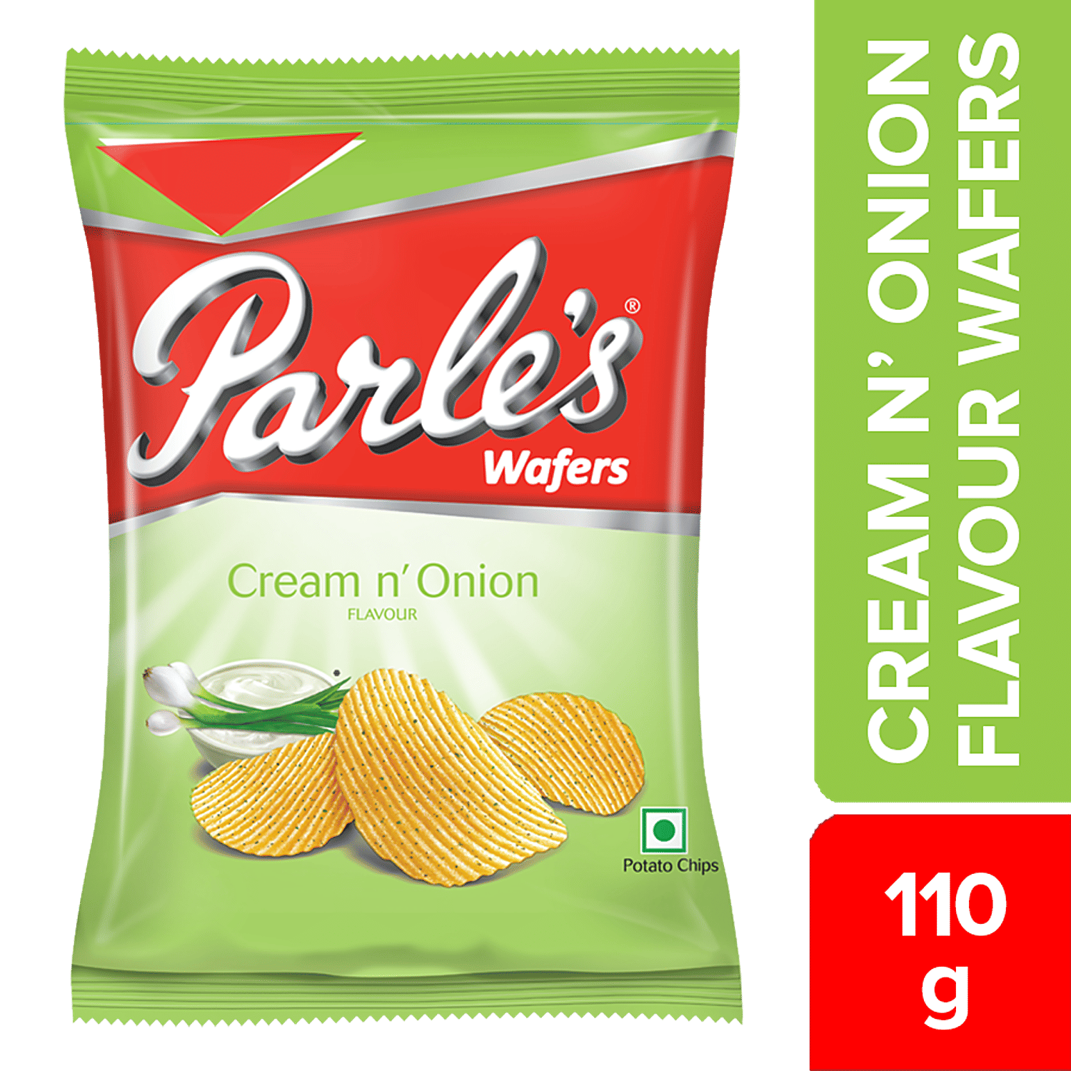 Parle Wafers Potato Chips - Cream N Onion Flavour, 110 g