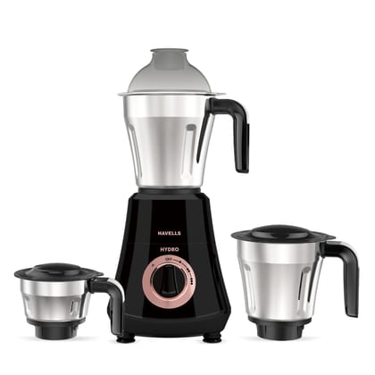 Havells Hydro Plus 1000 Watt Mixer Grinder | 3 Stainless Steel Jars | 22000 RPM Ball Bearing Motor | Hands-Free Operation | SS-304 Blades |Wider Mouth Jars for Easy Use | 2 Year Warranty Havells Hydro Plus 1000 Watt Mixer Grinder | 3 Stainless Steel Jars