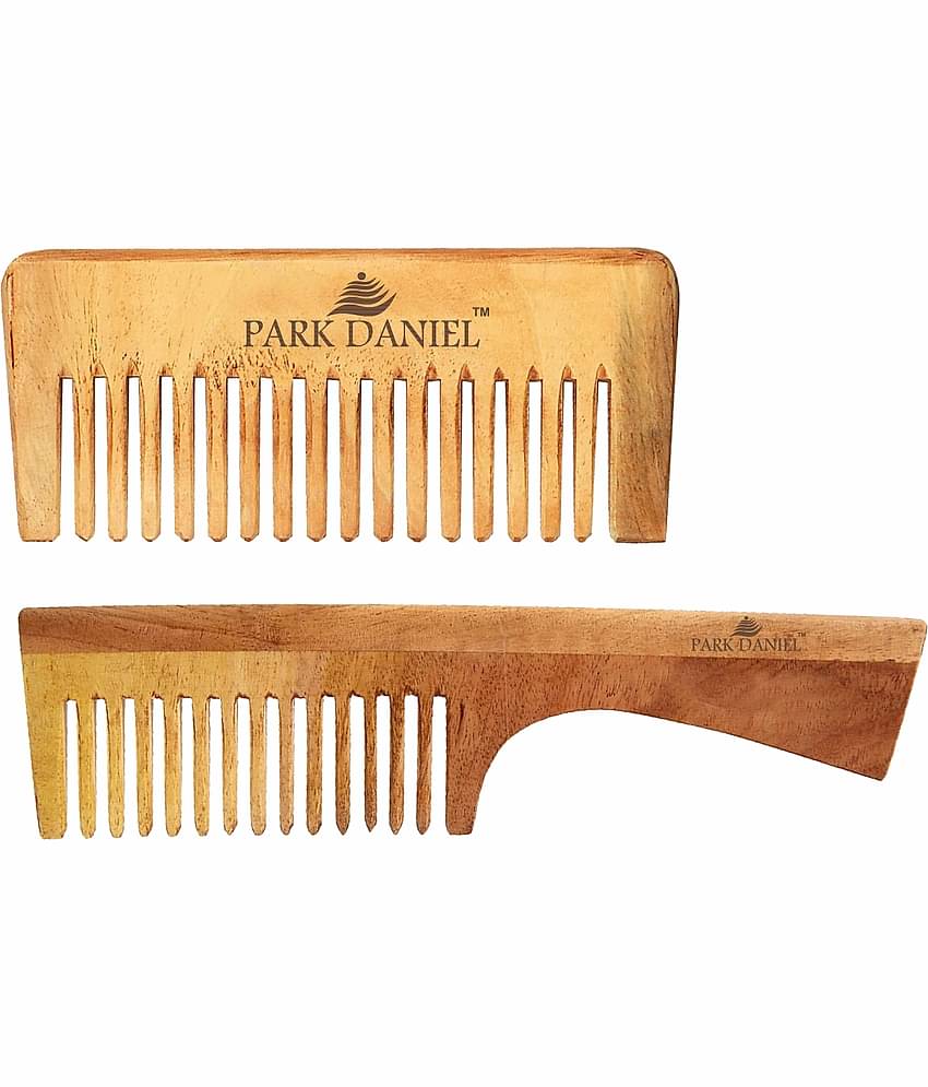 Park Daniel  Neem Wooden & Handle Comb Fine Tooth Rattail Comb Pack of 2