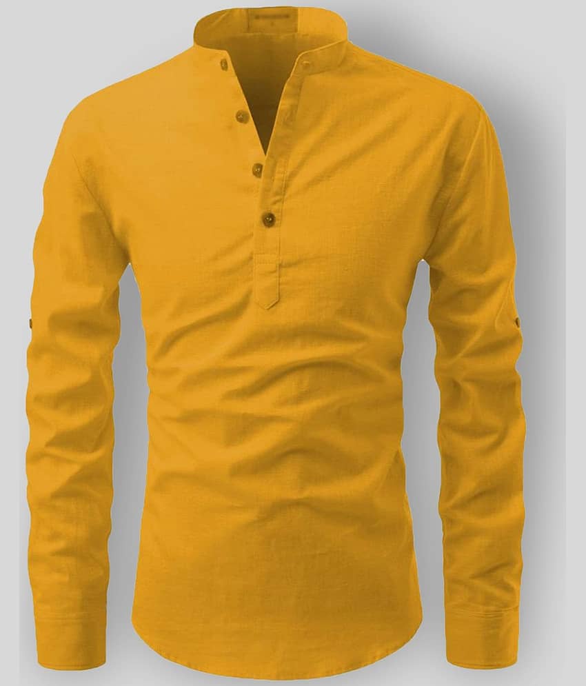 Life Roads - Yellow Cotton Men's Shirt Style Kurta ( Pack of 1 )
