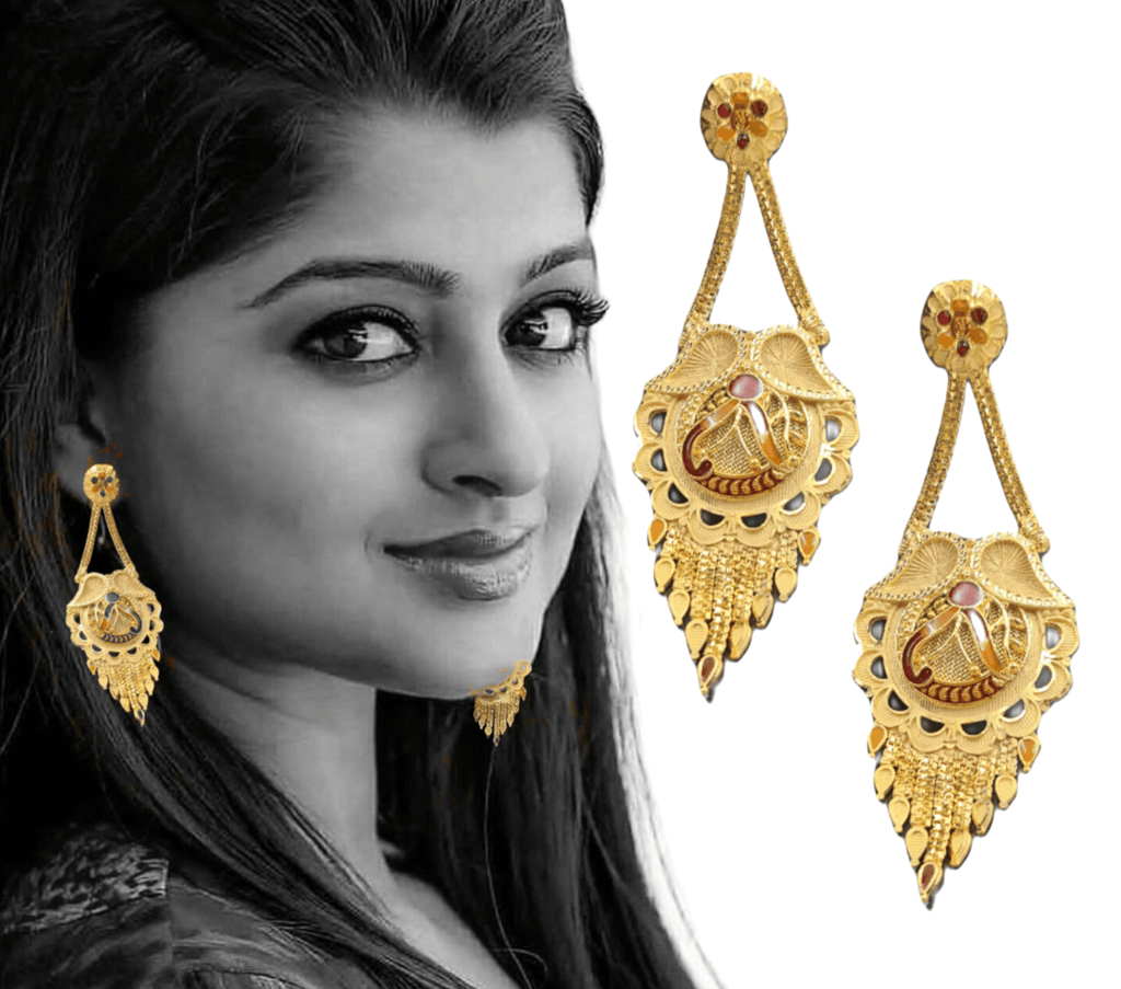 Glamorous Gold Plated Earrings with Sparkling Crystal,22k Gold Plated Earrings with Stunning Crystal Luxury Gold Plated Earrings