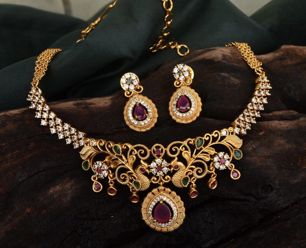 Matt Finish Mini Choker Set With Earrings