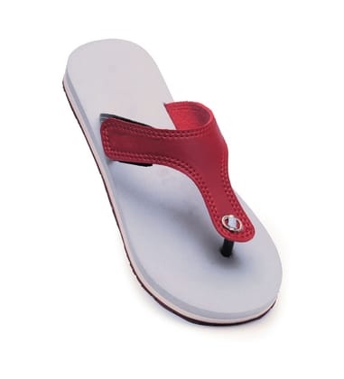 Unisex Rubber Lightweight T-Style Slippers Size 4 (Maroon)
