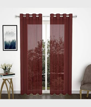 Sai Arpan Solid Transparent Eyelet Curtain 7 ft ( Pack of 2 ) - Multicolor