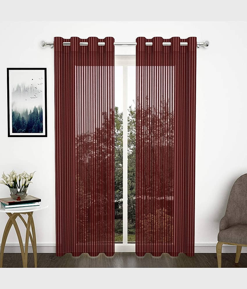 Sai Arpan Solid Transparent Eyelet Curtain 7 ft ( Pack of 2 ) - Multicolor