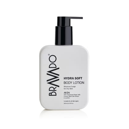 BRAVADO Hydra Soft Body Lotion with SPF | Deep Moisturizing, Nourishing, Soothing, anti-aging, & Anti Irritant Skin | Repair Rough, Dry Skin | Buy 1 & Get 1 Free | Daily Body Cream | 200ml - Pack of 2
