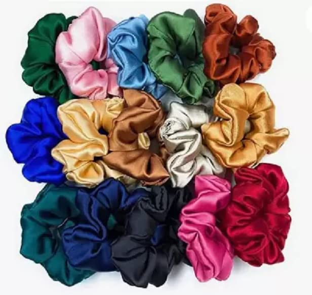 Elecsera Women Scrunchies for Girls Hair Ties Solid Color Hair Bands Scrunchy Pack of 12 Rubber Band (Multicolor)