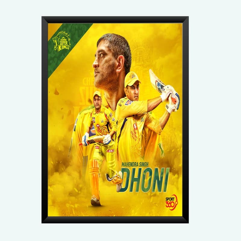 Nokkes Cricket IPL M.S Dhoni CSK Chennai Super King Team Photo Frame 8X12 Inch Size Photo Frame Photo Home Office_msd31