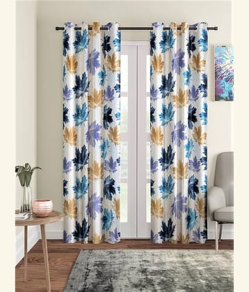Home Sizzler - Blue Polyester Floral Window Curtain ( Pack of 2 )