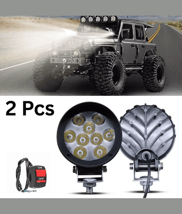 Aksmit ( Pack Of-2 with On/Off Switch ) Waterproof LED 9 Cap Fog Light Bar with High Power White LEDDesigned for Off-Road & Highway Use, Compatible with Electrical, Cars, Scooters, and Bikes