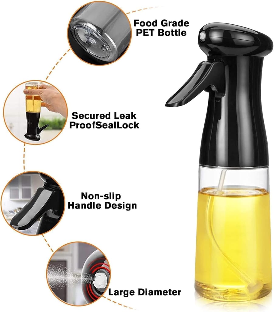 2-in-1 Olive Oil Sprayer and Dispenser Bottle for Kitchen | 500ml Glass Oil Bottle with Premium Nozzle | Cooking Oil Sprayer for Healthy Cooking and Salad Making (Spray Bottle)