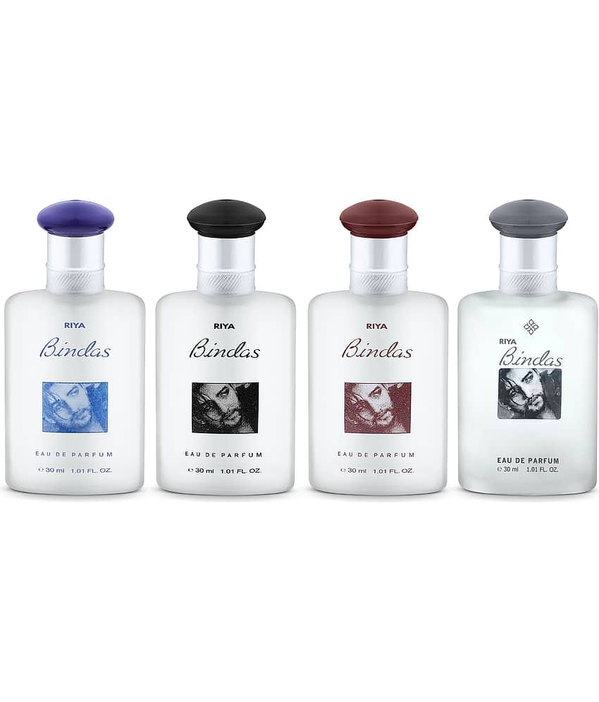 RIYA Bindas Black, Blue, Red, Grey, 30ml Each, Pack of 4 Eau de Parfum  -  120 ml