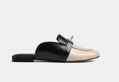 ALESSI BLACK BEIGE WOMEN MULES-EU 36/UK 3