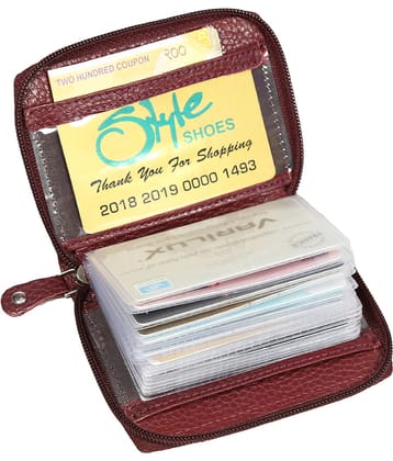 Style 98 Maroon Leather ATM 14 Slot Card Holder For Men & Women