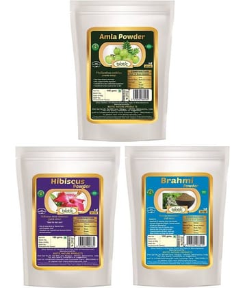 Biotic Brahmi, Hibiscus and Amla Powder-300 gms (100 gms Each) Hair Mask 300 g Pack of 3