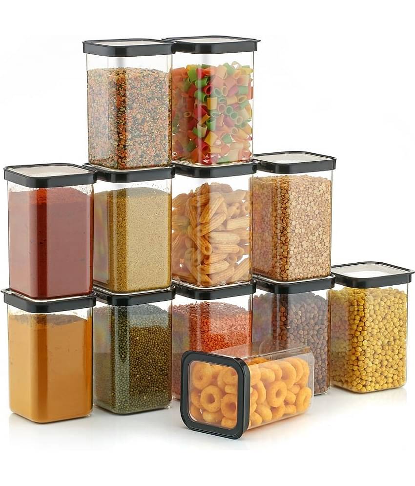 Analog kitchenware Grocery/Pulse/Food PET Black Dal Container ( Set of 12 )