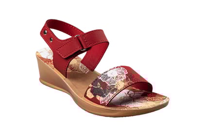 Aeroblu Ladies Red Sandal PU-Red / 5