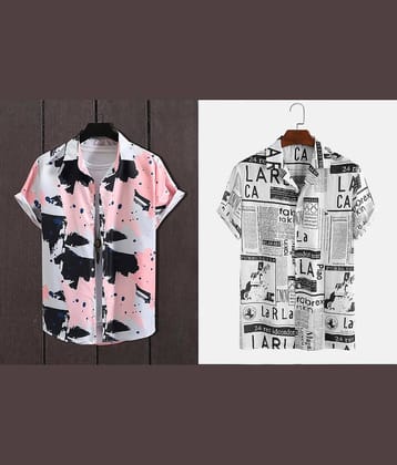 Qlonz store Elastane Regular Fit Printed Half Sleeves Men's Casual Shirt - Multi ( Pack of 2 )