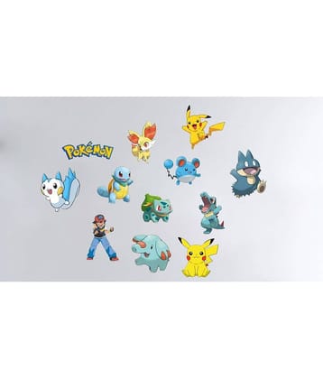 Decor Villa Pokemon PVC Multicolour Wall Sticker - Pack of 1