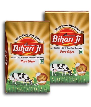 Bihari ji Pure Ghee for Better Digestion and Immunity 500ml tetra-2 Ghee 500 mL Pack of 2