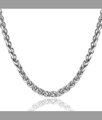 Fashion Frill Stainless Steel Long Platinum Silver Chain for Men/Boys