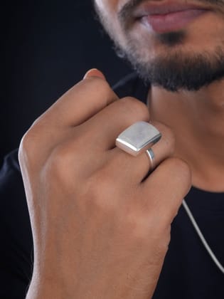 Moonstone Rectangle Silver Ring