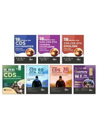 Combo (set of 7 Books) CDS Study Package - Mathematics, English & General Knowledge Guides with 18 Topic-wise Previous Year Solved Papers (2007 - 2024) Phase I & II & Free Quarterly Magazine Issu