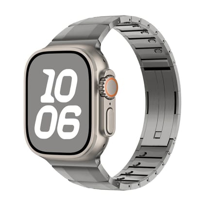 Luxury Titanium Curved Sliding Steel Straps By iSerieshub Compatible For Apple Watch-Titanium / 49 - 46 - 45 - 44MM