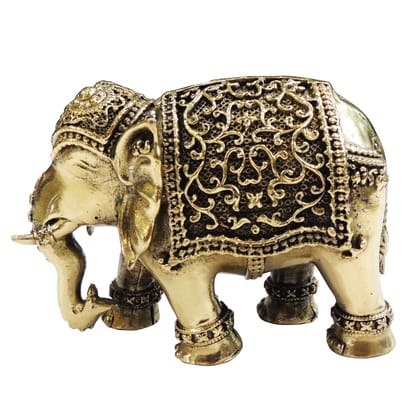 Handcrafted Brass Elephant Statue | Luxury Home Decor Showpiece, Height : 3 Inch (BSMAS1707 M)