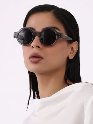 The Scholar Round Sunglass - Charcoal Grey-Sunglass