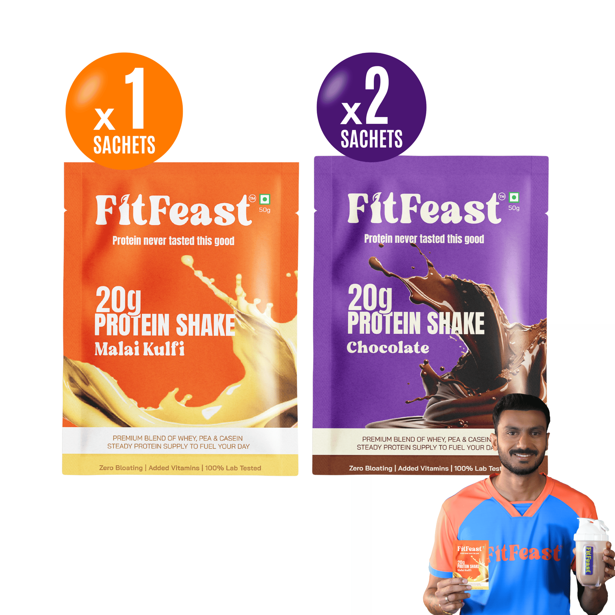 Protein Sachet : 2 Chocolate, 1 Malai Kulfi (50g Each)
