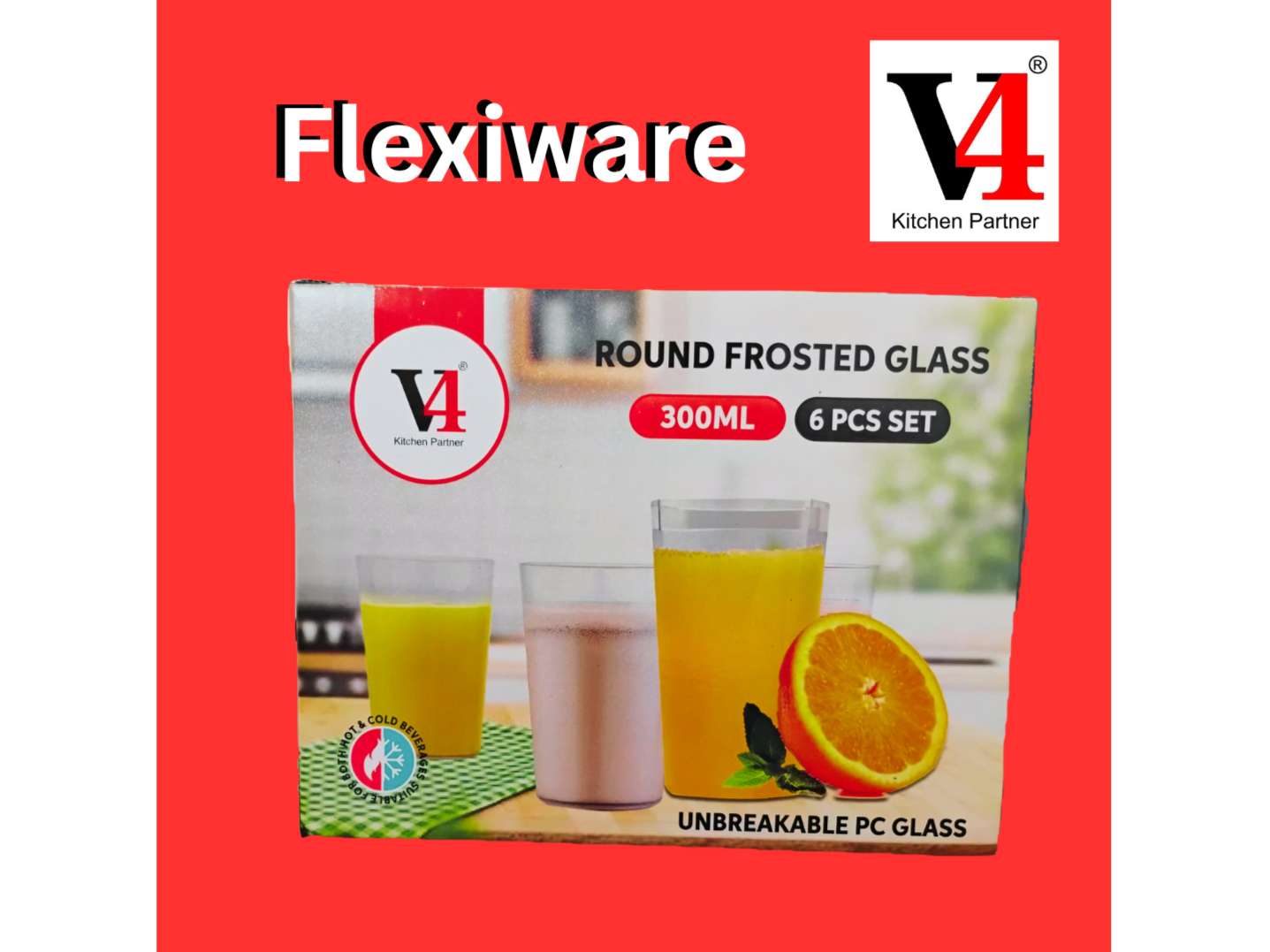 V4  Round Frosted Glass - 300ml